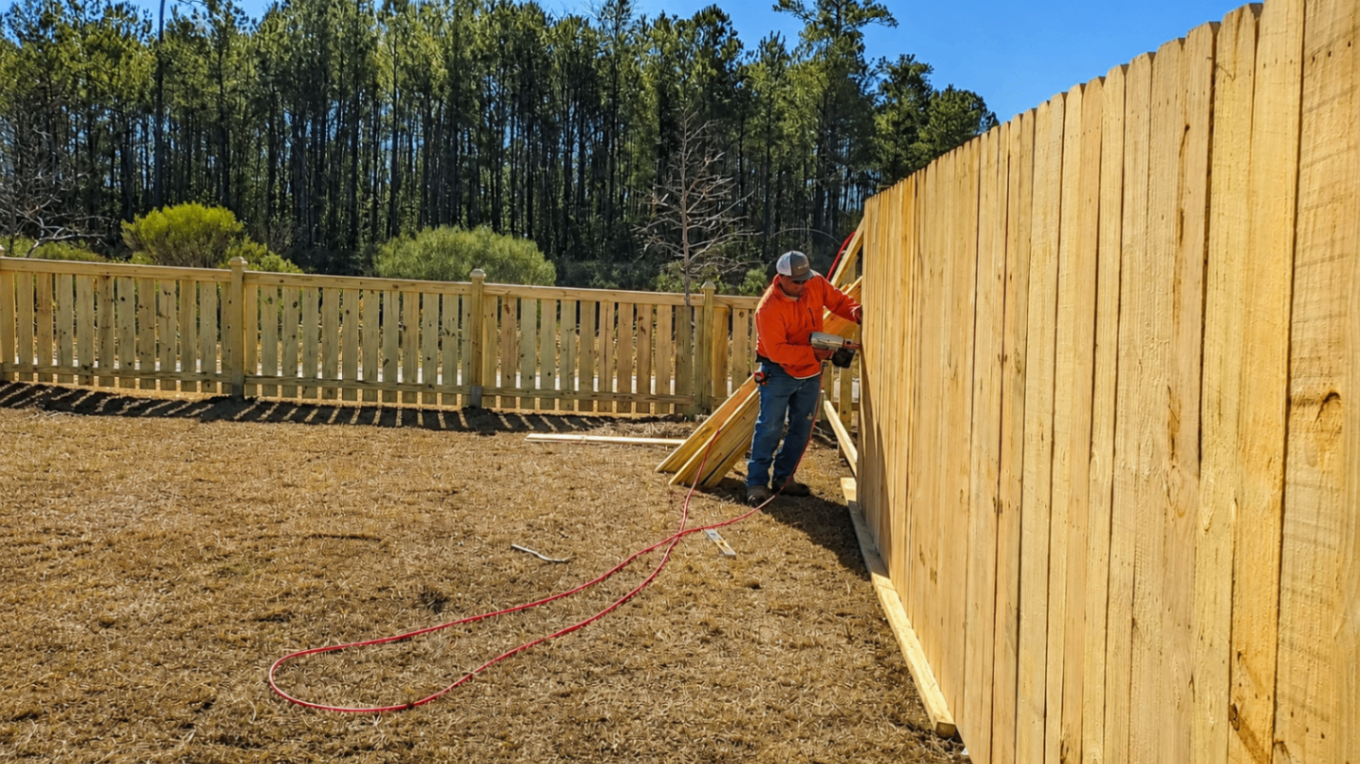 Wood fence repair work